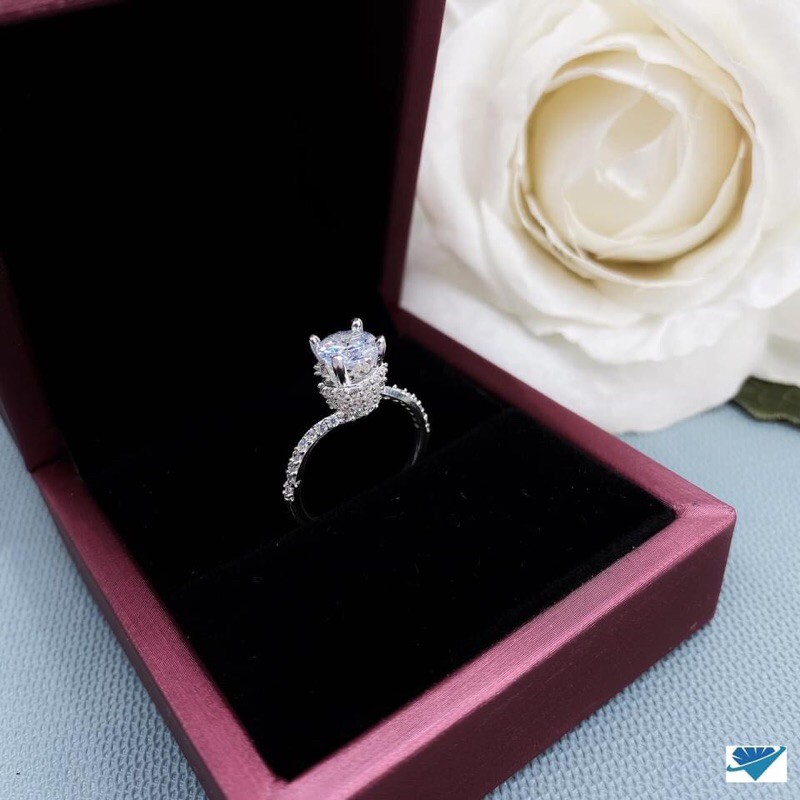 FREE SHIP NHẪN NỮ MẶT ĐÁ BẠC TA