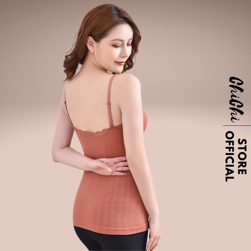 Áo Bra 2 Dây Chichi Bra Dáng Dài Gân Tăm Viền Ren Co Giãn 4 Chiều 3328