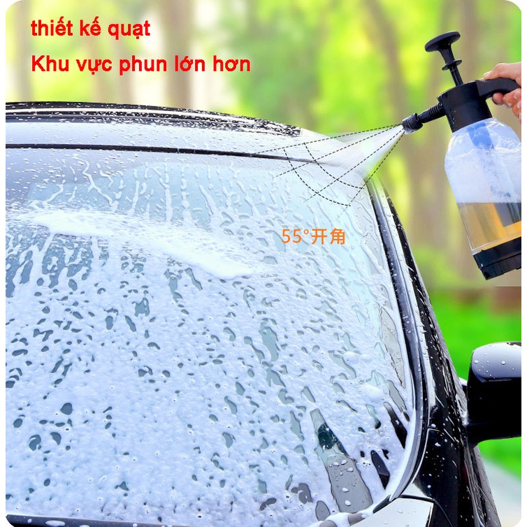 Bình xịt rửa xe bọt 2L Bình xịt nước cầm tay Dụng cụ làm sạch xe hơi Hướng dẫn sử dụng Bình xịt áp suất không khí Bình