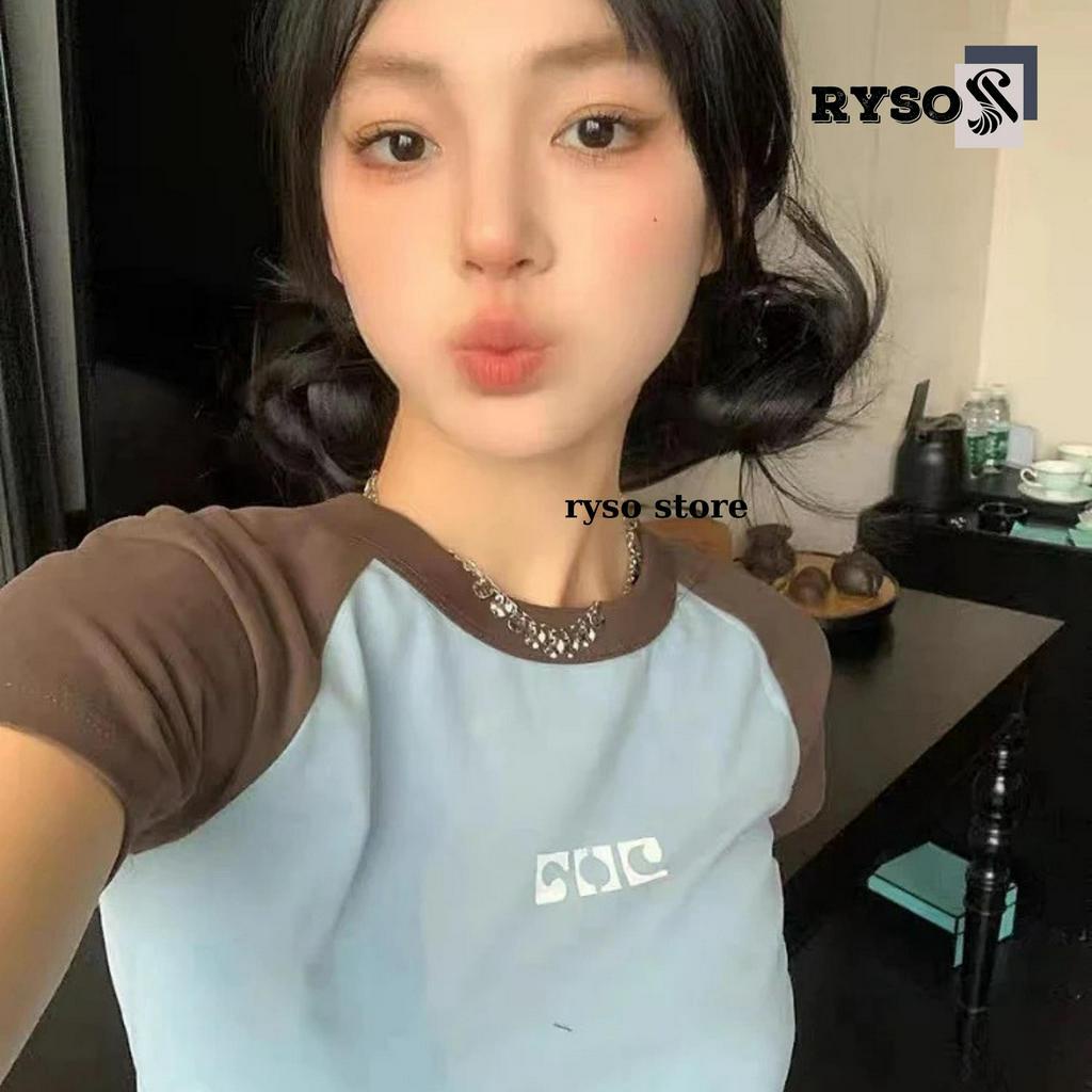 Áo Baby Tee Chất Cotton Co Giãn ,Áo Thun Form Fit Phối Tay Ryso