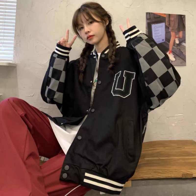 Áo Khoác Bomer Gió Caro Hai Lớp Form Rộng Unisex Siêu Cá Tính - Super Fashion P