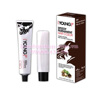 Young Speedy Permanent Hair Color - Thuốc nhuộm tóc phủ bạc tỷ lệ tóc bạc 80-100% (60ml) (Đã bao gồm trợ nhuộm)