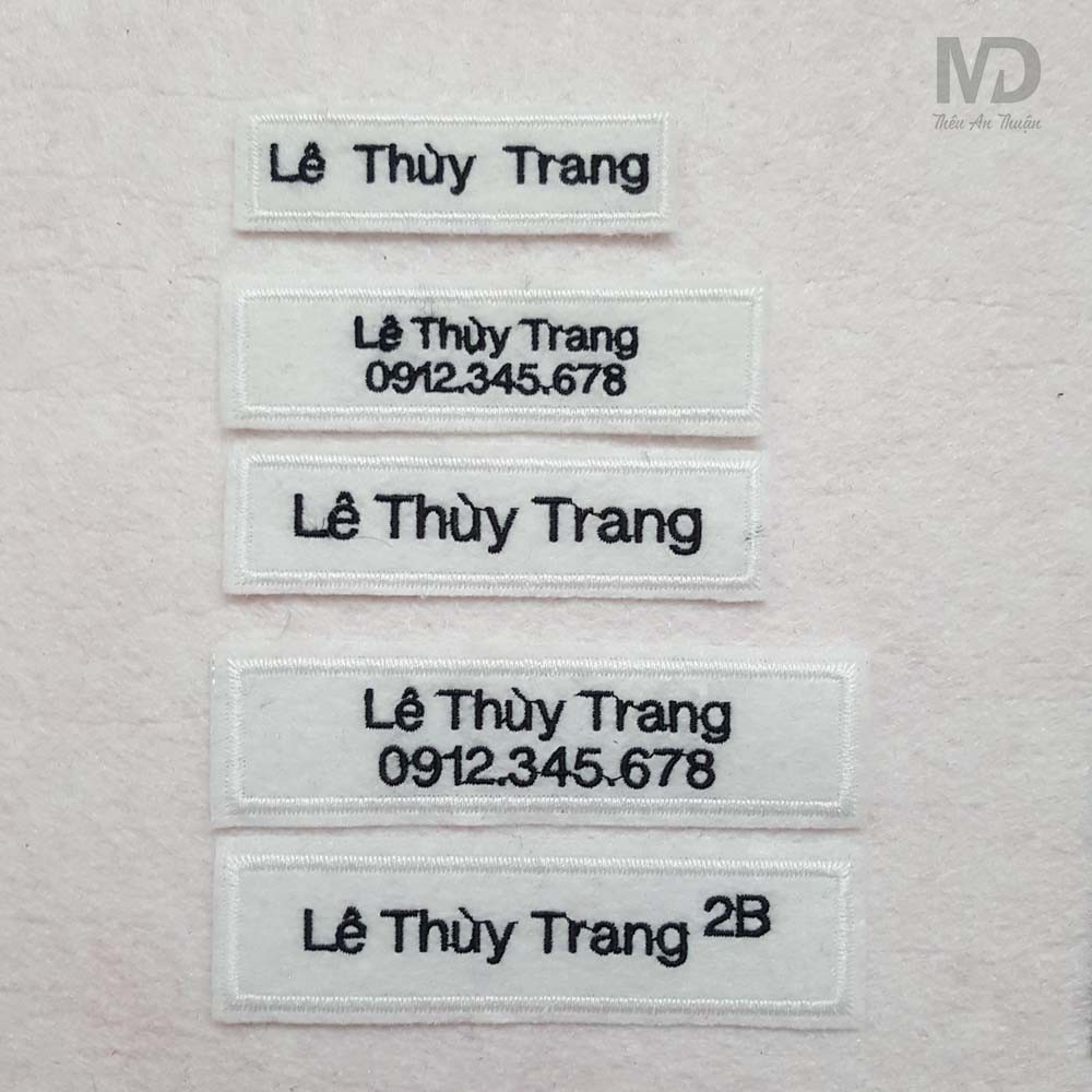Combo 5 Bảng thêu tên - sticker thêu cho bé dùng để may vào áo, quần, cặp, balo ... 1 lớp vải