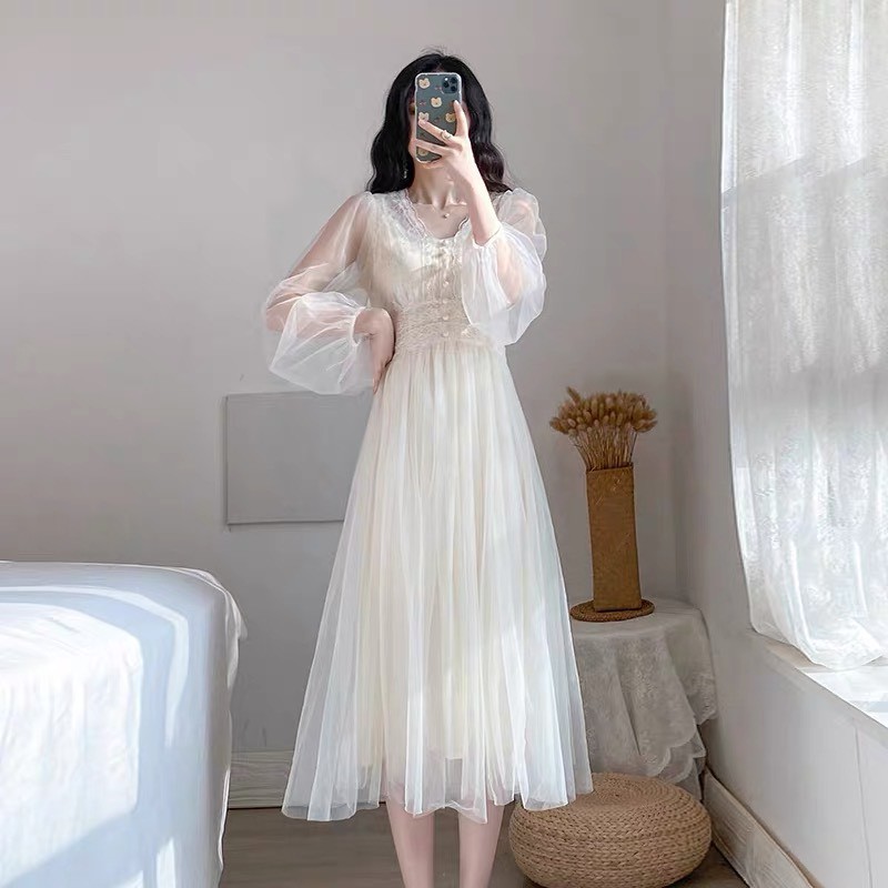 [Mã FATHANG5 giảm 10K đơn 50K] [HÀNG QCCC] - Váy ulzzang tiểu thư tay dài vintage phong cách retro- K04 - jannahouse | BigBuy360 - bigbuy360.vn