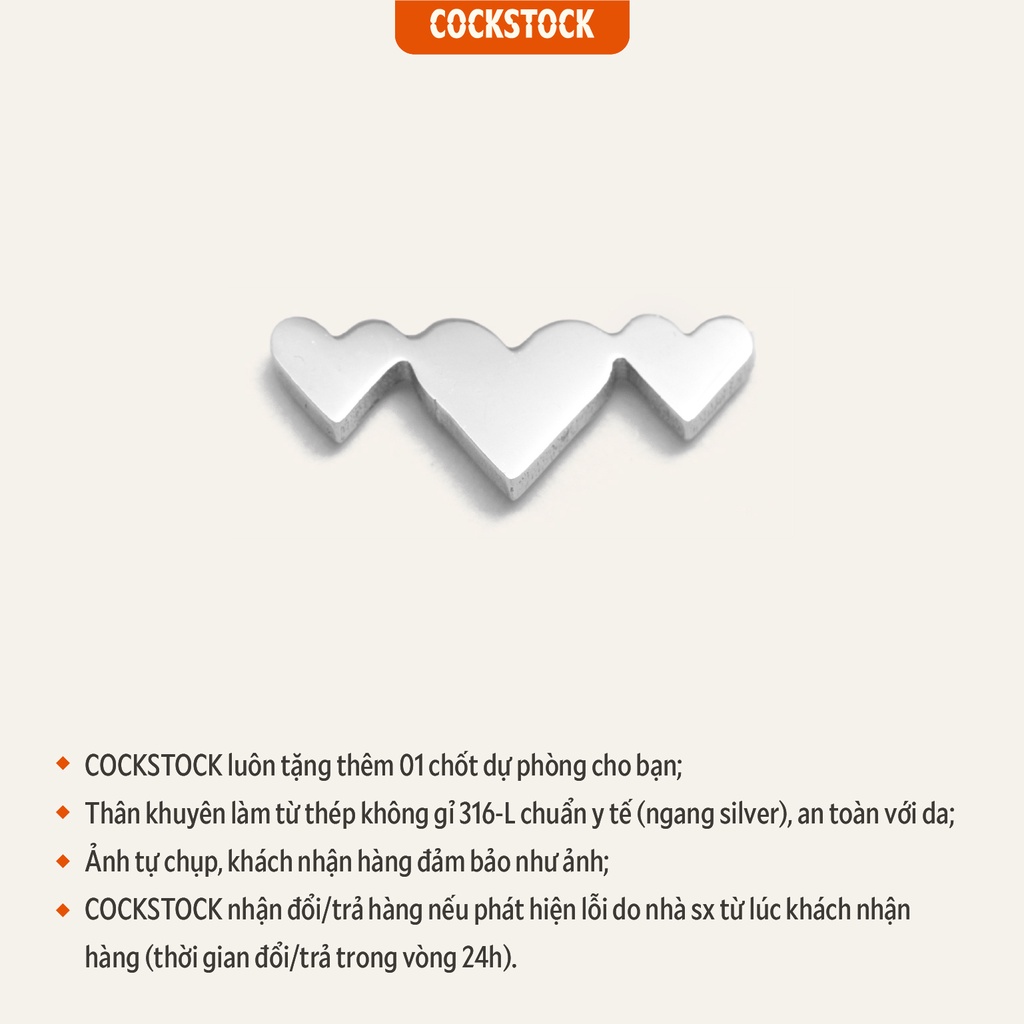 Khuyên tai hình trái tim Triple Heart Earring CockStock