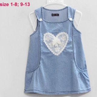 Freeship 99k TQ_Đầm jean dài thêu tim nexxi