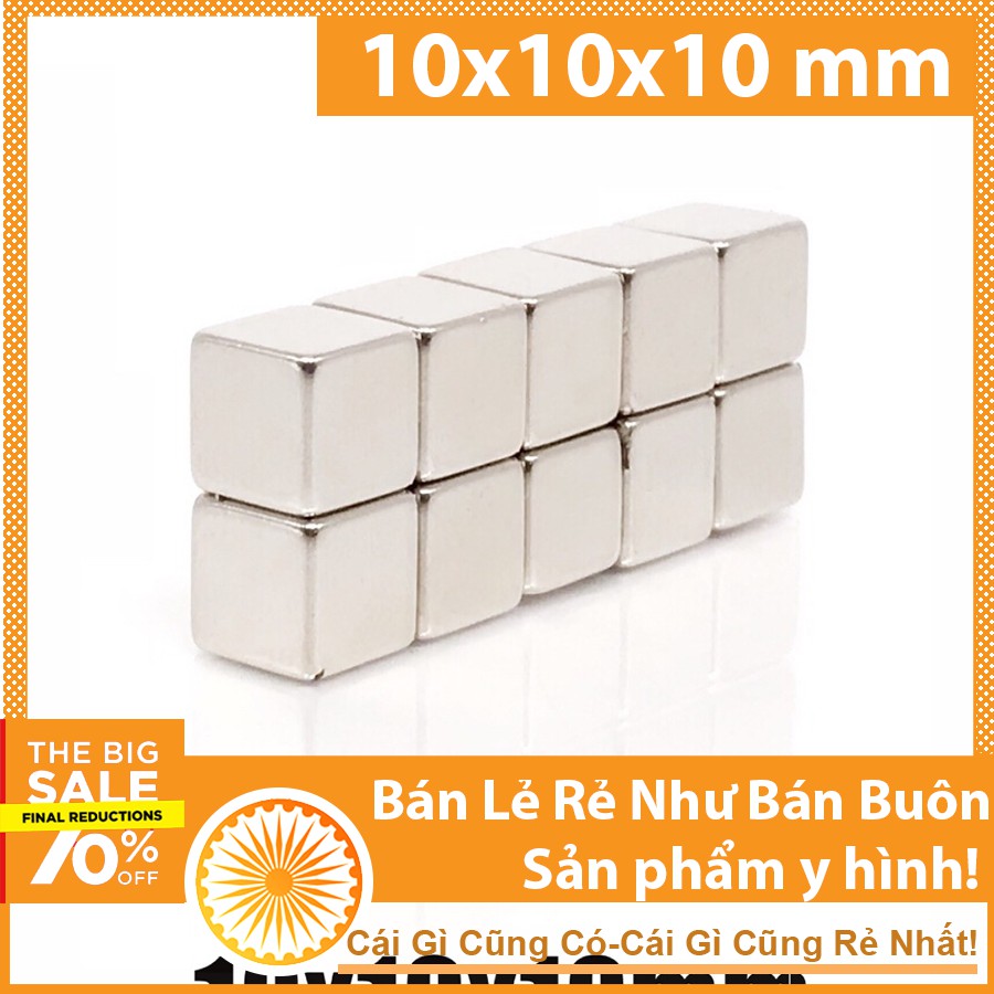 Nam châm đất hiếm lập phương vuông 10x10x10mm siêu hút