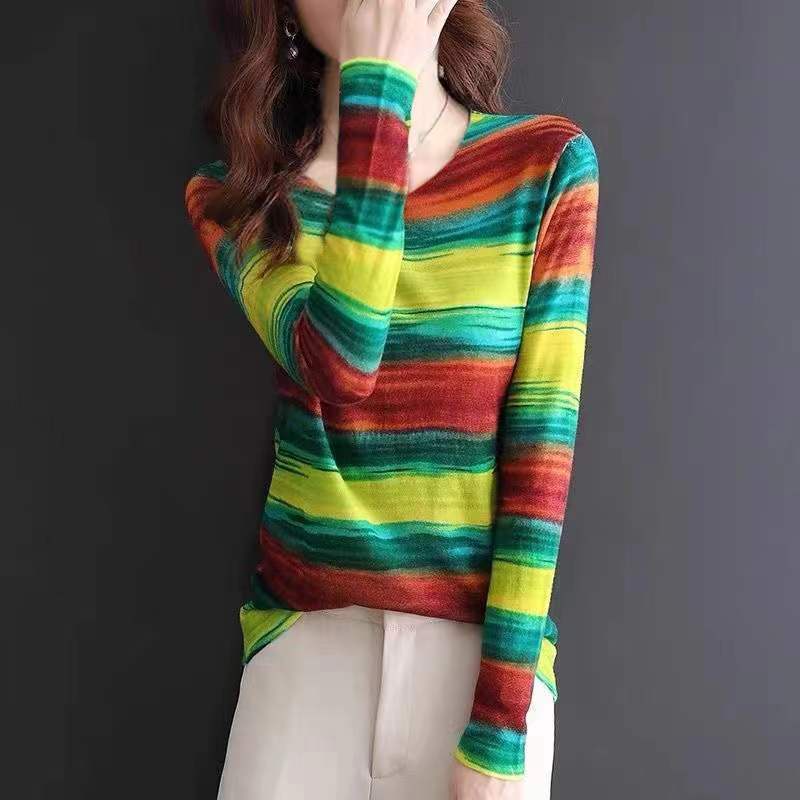 Áo Thun Tay Dài Cổ Tròn In Họa Tiết Phong Cách Phương Tây Thời Trang Mùa Thu Cho Nữ LAY6