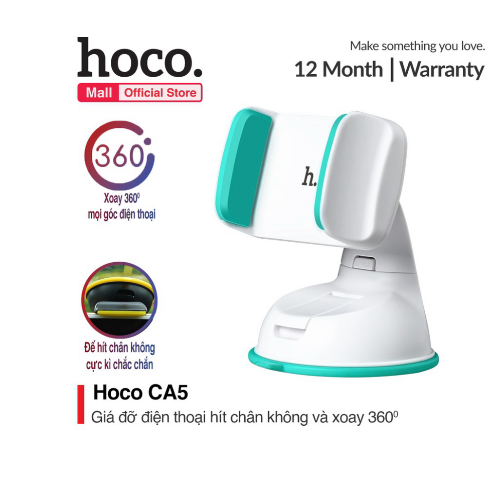 [Xả gấp] Giá đỡ,kẹp điện thoại Hoco CA5 trên xe hơi xoay 360 độ đế hít chân không cực kì chắc chắn màu sác đa dạng