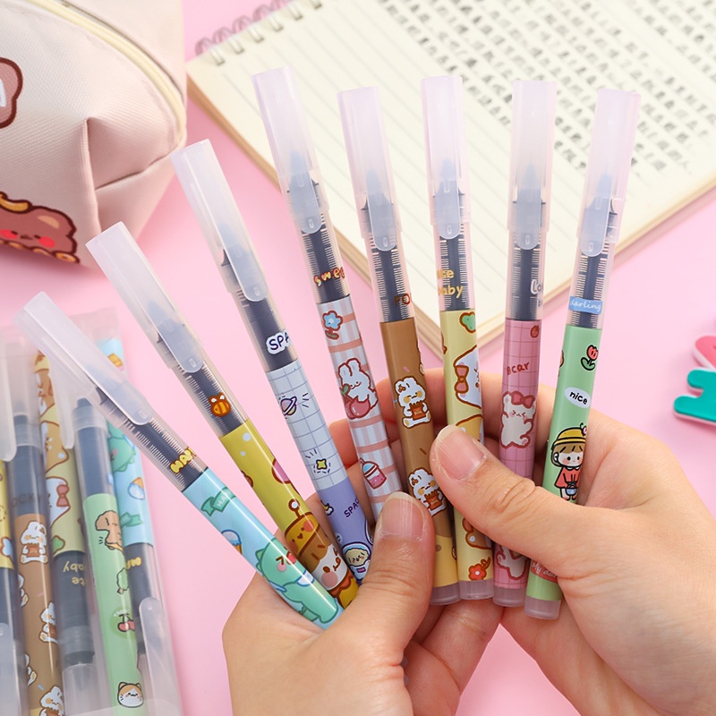 Hộp 8 bút ngòi kim cao cấp in hoạt hình cute
