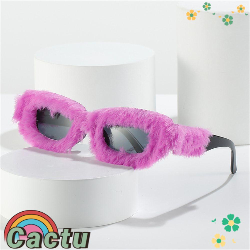 Kính Mát Hình Chữ Nhật Bằng Vải Lông Thủ Công Dành Cho Hóa Trang