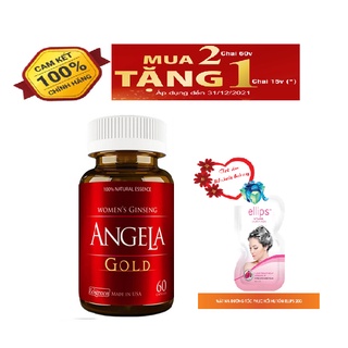 (CHÍNH HÃNG) Sâm Angela Gold hỗ trợ bổ sung nội tiết tố - Hộp 60 Viên - Quà tặng kèm