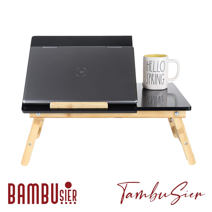 [BAMBOO] Bàn kê laptop xếp gọn gỗ tre - mặt bàn nghiêng 5 cấp độ, bàn có ngăn kéo [TABLIX-01]