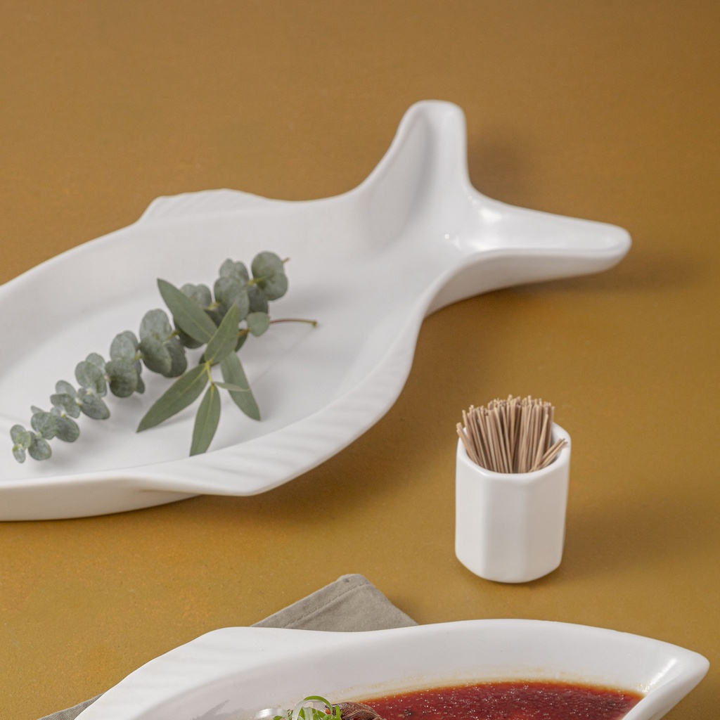 Đĩa sứ Long Phương - Hình cá hai vây sâu lòng dài 35cm