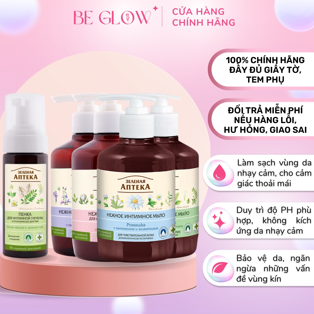 Dung dịch vệ sinh phụ nữ Zelenaya Apteka giúp chống viêm, làm dịu da và cân bằng độ pH Anteka 370ml - Be Glow Beauty