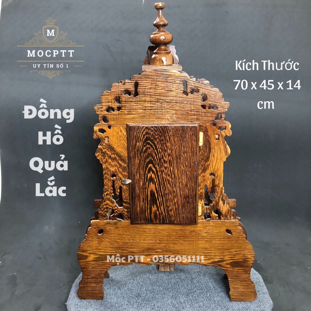 Đồng Hồ Quả Lắc gỗ Mun Đuôi Công kích thước 70 x 44 x 14 cm trang trí phòng khách , phòng làm việc vân vân