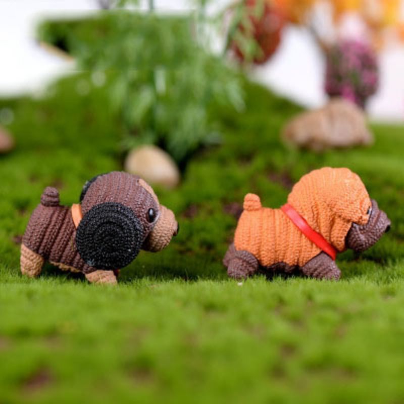 |FREESHIP| Phụ kiện Chó Giả Len- Phụ kiện trang trí cây xanh để bàn làm việc, mô hình trang trí cho bể cá,tiểu cảnh