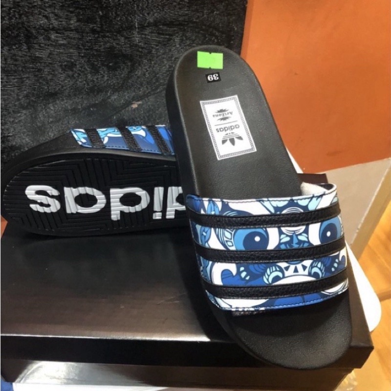 Dép quai ngang adidas , dép unisex dáng thể thao in kỳ lân cá tính
