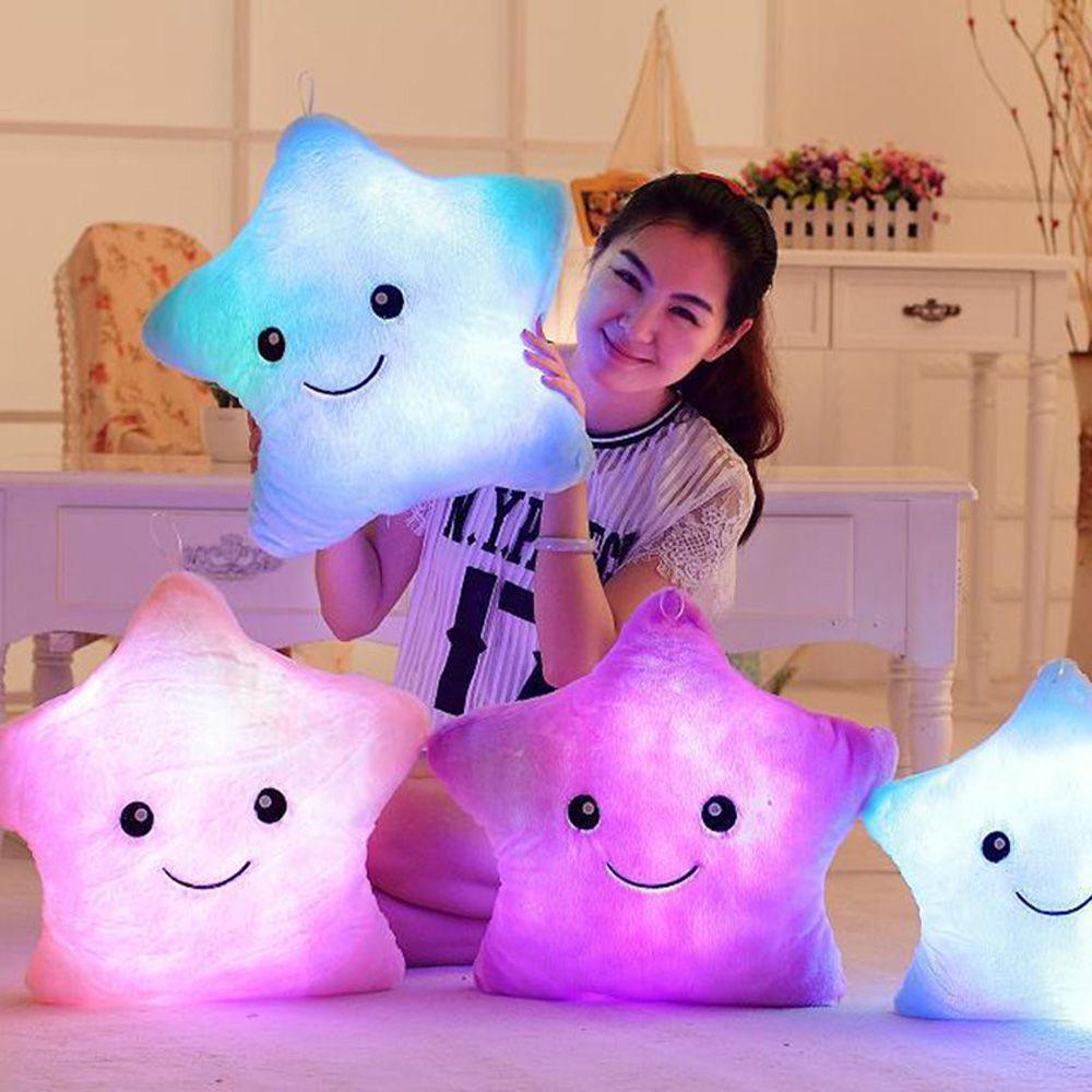 Gối Ôm Mềm Mại Hình Ngôi Sao Phát Sáng Trong Đêm Giáng Sinh Dành Cho Trẻ Em