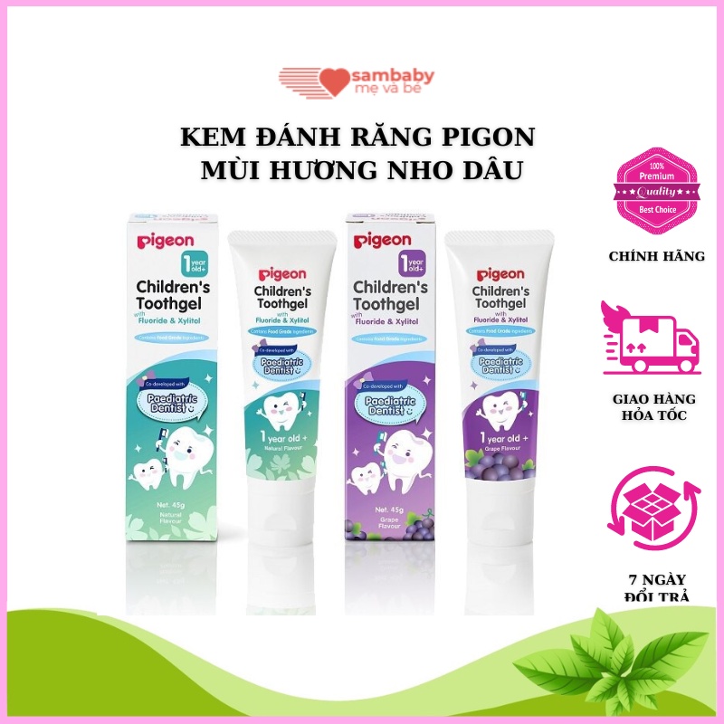 kem đánh răng pigeon nhật bản cho bé , kem đánh răng cho bé nuốt đuợc - sambaby chuyên đồ sơ sinh