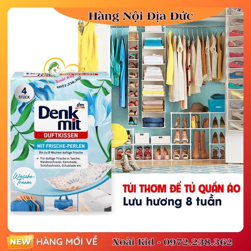 Viên túi thơm tủ quần áo DENKMIT-Nội Địa Đức: Chống ẩm mốc, nấm mốc và mùi hôi quần áo, chống gián