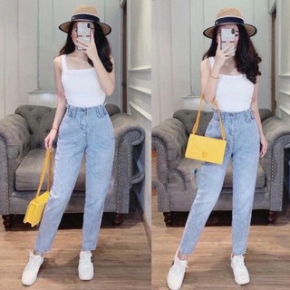 Quần baggy jean nữ Lưng Thun cao cấp