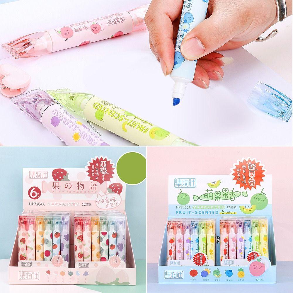 CHOOKEY Set 6 Bút Đánh Dấu Hai Đầu Nhiều Màu Sắc Dùng Trong Trường Học / Văn Phòng