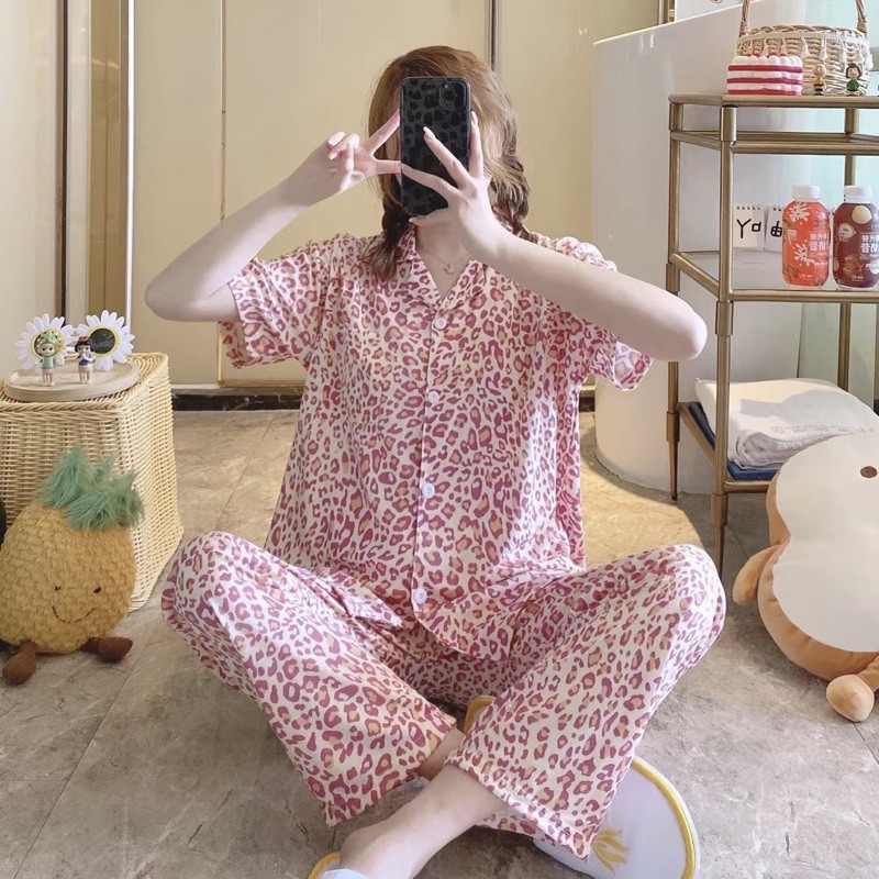 Bộ ngủ pijama nữ ngắn tay quần dài nhiều màu | BigBuy360 - bigbuy360.vn