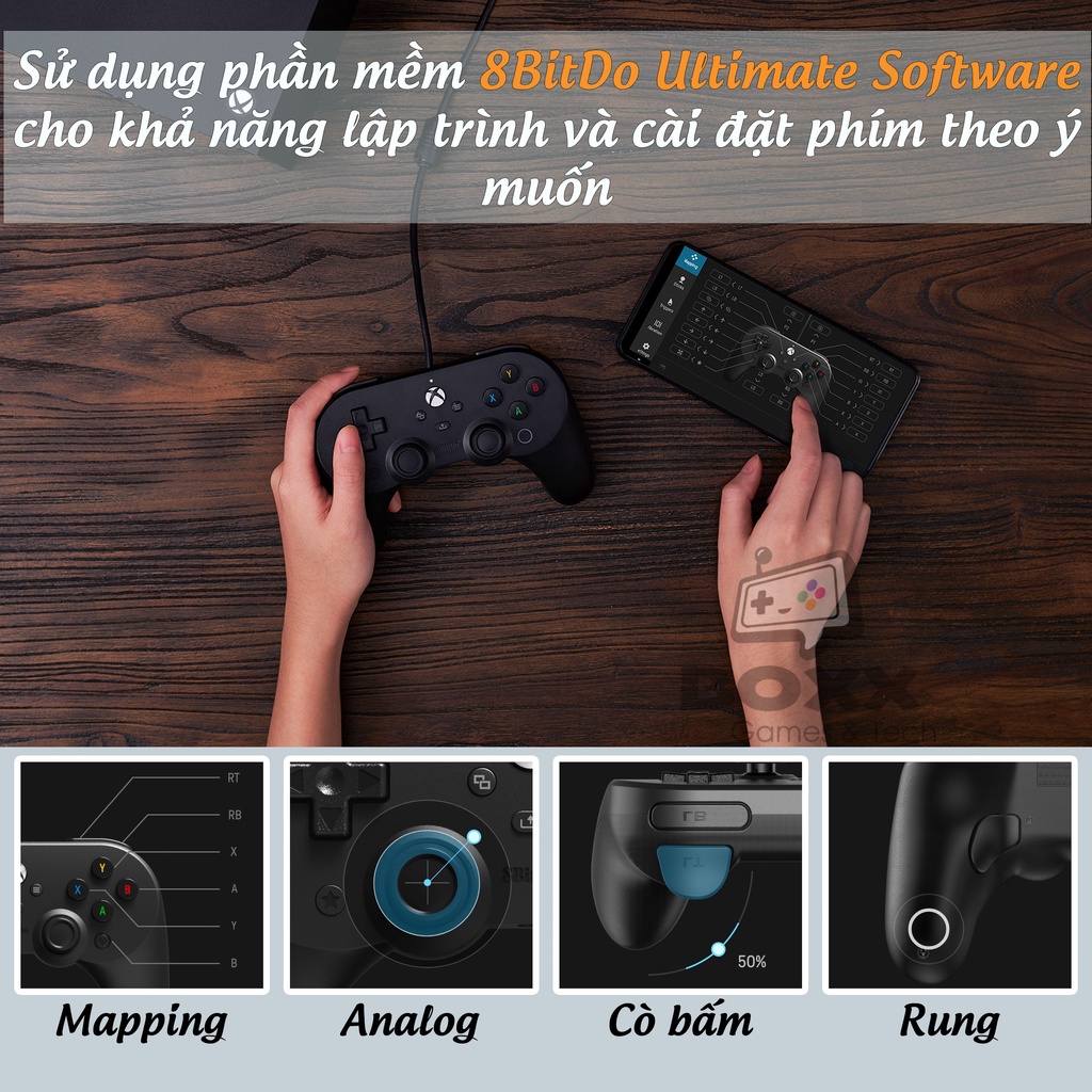 Tay cầm chơi game 8Bitdo Pro 2 có dây cho Windows, Laptop, PC, Xbox, Pro 2 Wired Controller