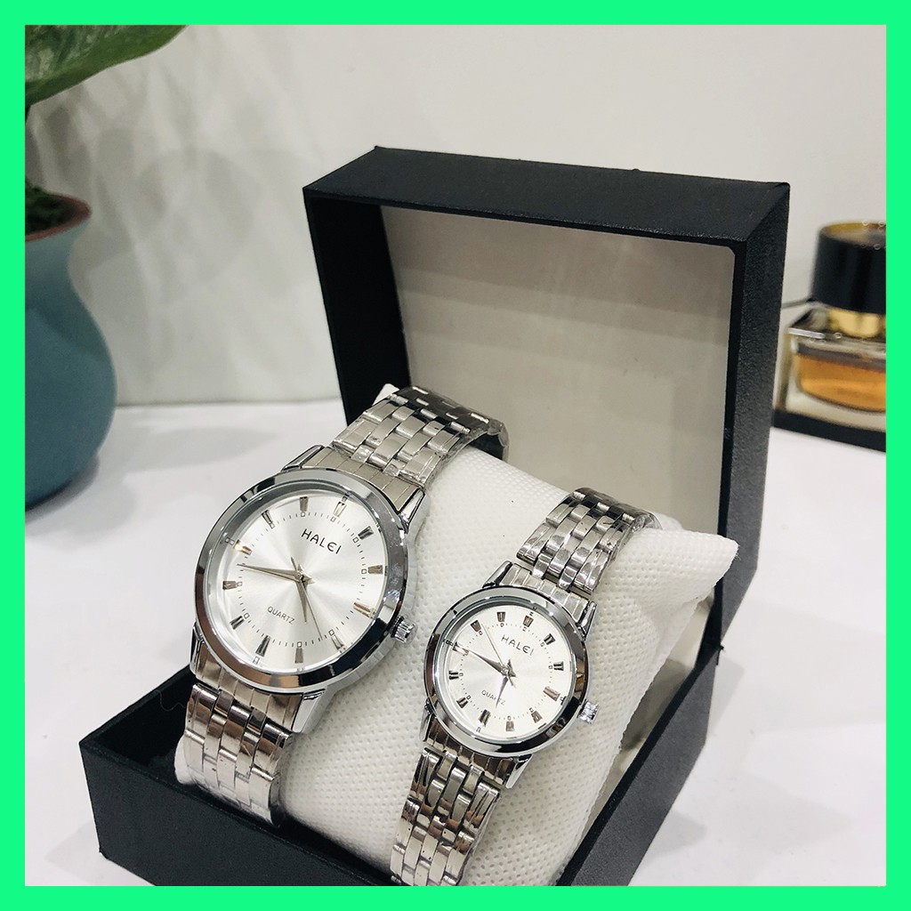 Đồng hồ đôi cặp nam nữ Halei giá 1 đôi chống nước tặng pin