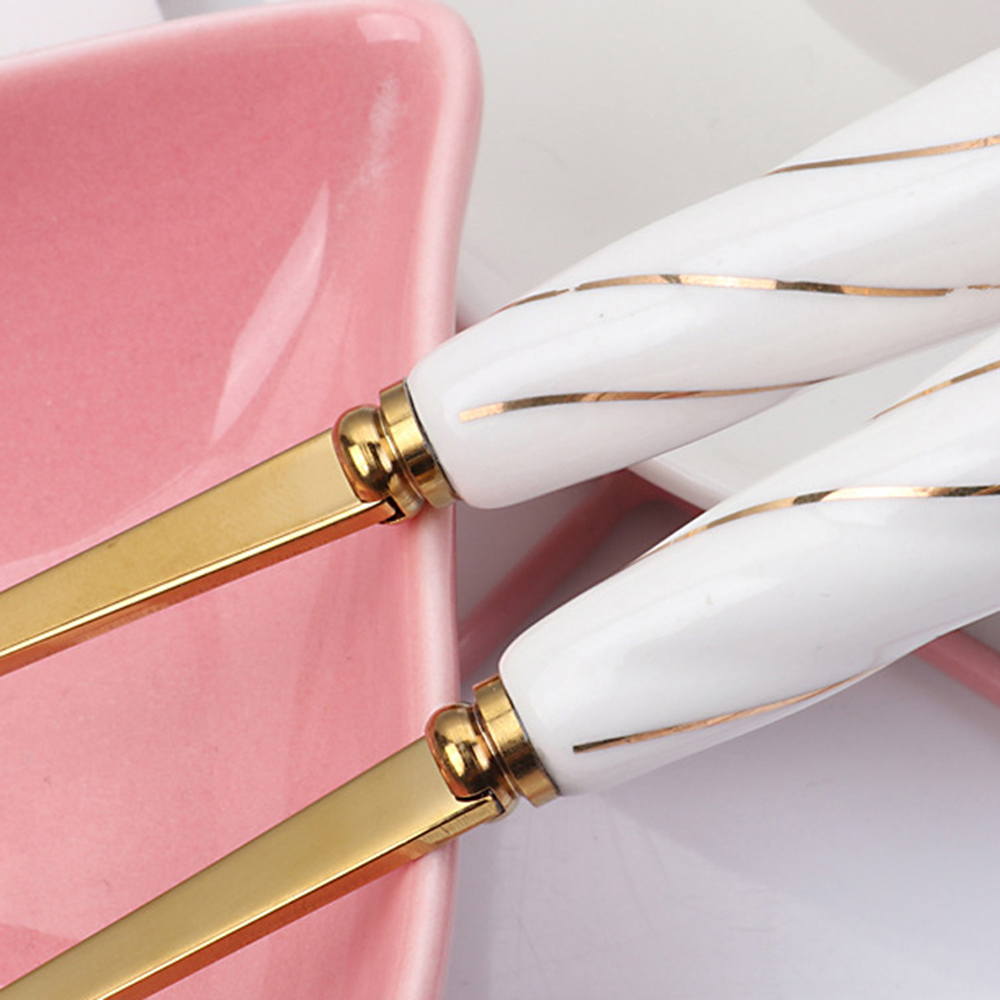 Muỗng thép không gỉ đầu gốm thiết kế hình hoa hồng đa năng tiện lợi