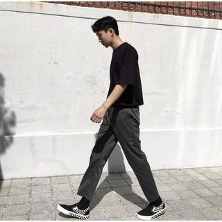 PANTS ROPE đen - quần dài kaki lưng thun vải dày khô CHUỘT TRẮNG