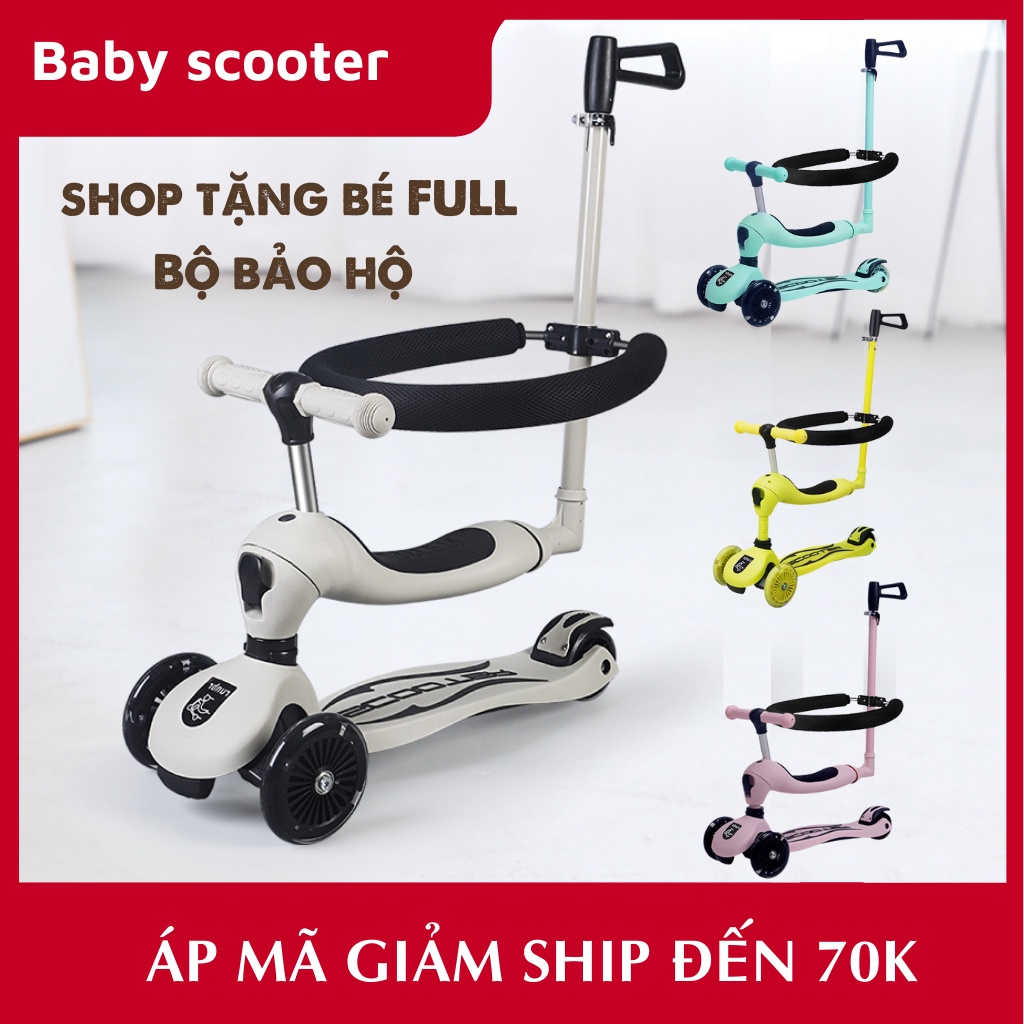 Xe Scooter cho bé PETER PAN 3IN1 Có Tay Đẩy, Vòng Bảo Vệ - Xe Trượt chòi chân Cho Bé 1-5 tuổi-Scoot and ride