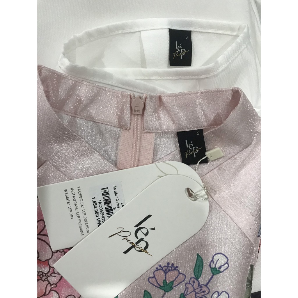 Áo dài Lép Lệ hoa - Hồng phấn "hoat tiết hoa phối họa tiết rắn"