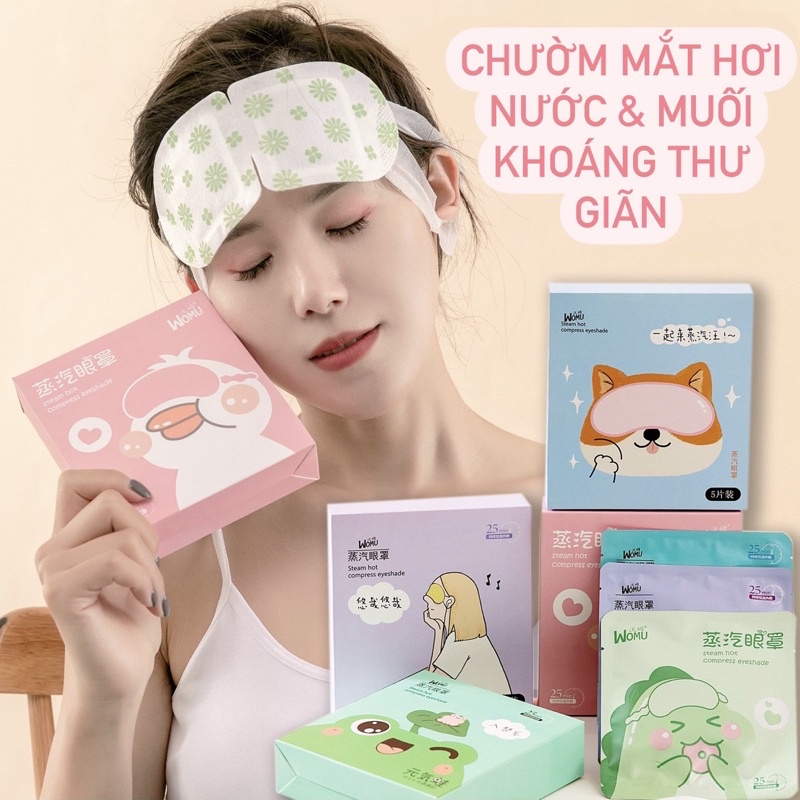 Mặt nạ mắt nóng womu, miếng chườm ấm, mask đắp mắt hơi nước massage thư giãn giảm mỏi mắt, tăng cường thị lực, ngủ ngon.