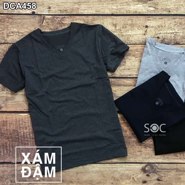 [ Có Big Size 3XL ] Áo Thun Cổ Tim Trơn Tay Ngắn Form Ôm Nam Nữ DCA462