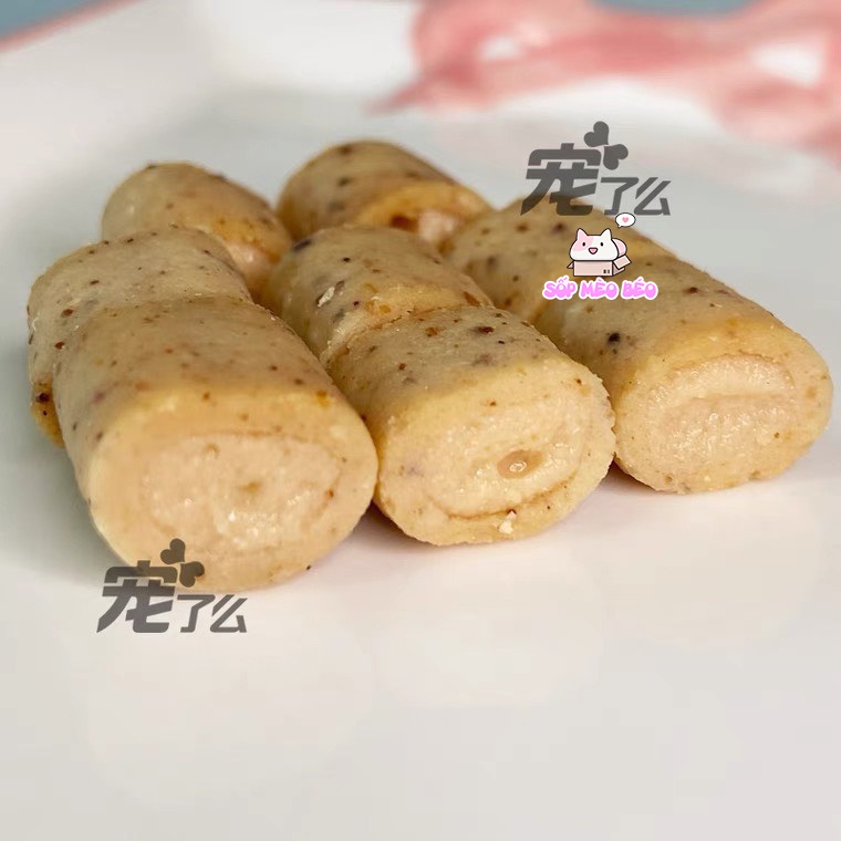 Bánh cuộn nhân hải sản mềm PETIO gói 10gram cho Mèo và Cún ăn quên sầu