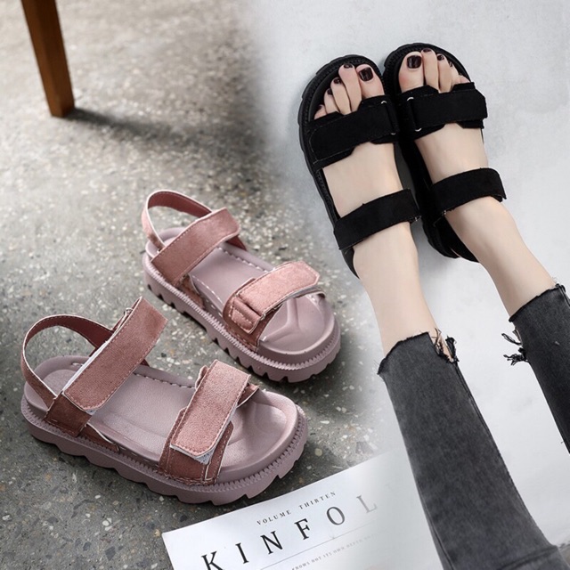 Giày Sandal đế bánh mì đế gai siêu hot sandal ulzzang( ảnh thật trong video)