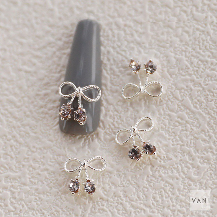 Set 5 Charm Nail Hình Nơ Nhiễn, Đính Đá Tiểu Thư, Phụ Kiện Nail - Vani Store [KIRA0075]