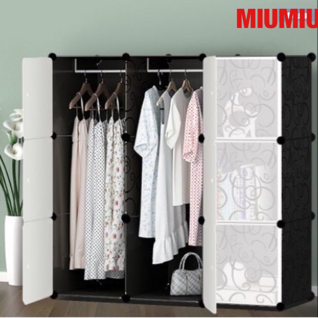Tủ nhựa ghép 9 ngăn có thanh treo sâu 47 cm