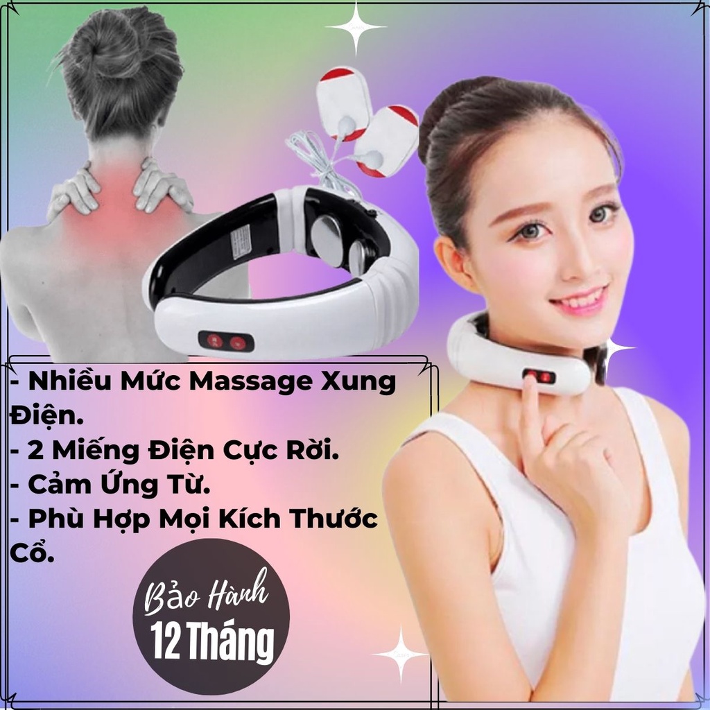 Máy Massage Cổ Vai Gáy 3D Thông Minh Sử Dụng Xung Điện Trị Liệu Kèm 2 Miếng Dán Giúp Giảm Đau Mỏi Mọi Vị Trí - BH 12T