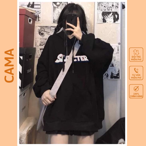 Áo nỉ hoodie nữ mũ 2 lớp form rộng có dây kéo cute hàn quốc CaMa Store M377