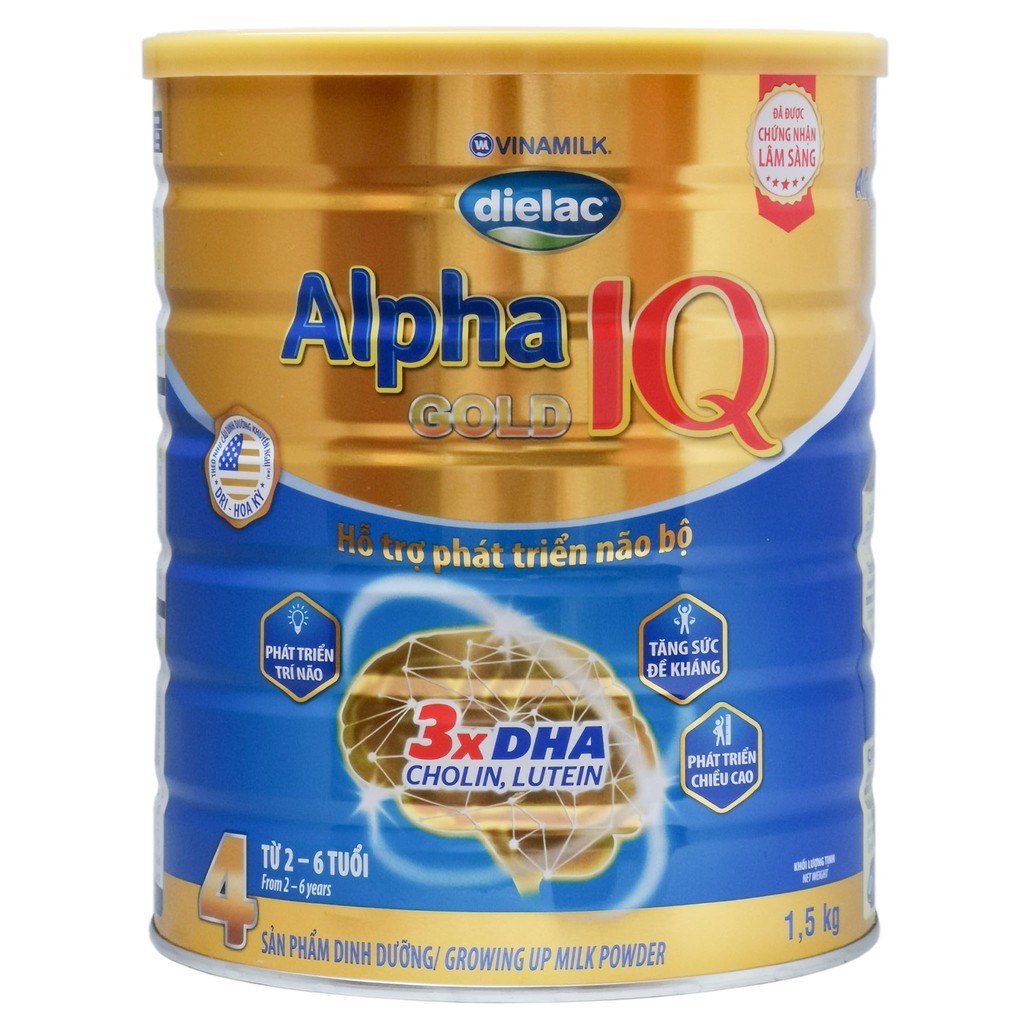 SỮA BỘT  VINAMILK DIELAC ALPHA GOLD COMPLET IQ SỮA NON 3/4  HỘP 1.4KG