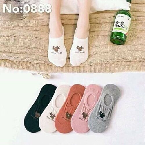 Sét 10 đôi tất hài hình mèo chất cotton cho nữ