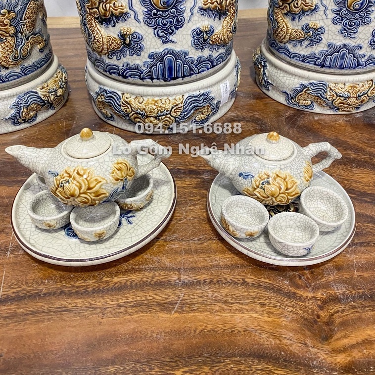 Ấm Chén Men Rạn Đồ Thờ Cúng Bát Tràng - hàng chuẩn Đồ thờ gốm Bát Tràng - Nghệ nhân chế tác