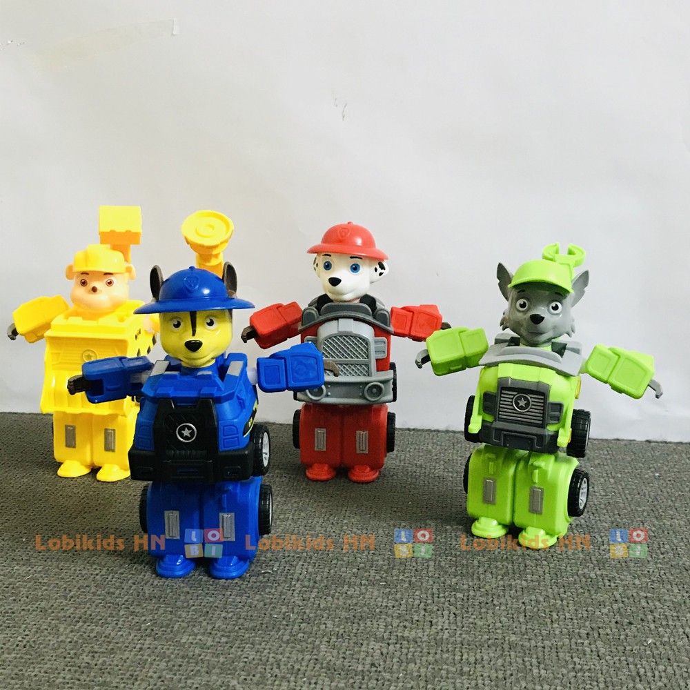 Chó cứu hộ Paw Patrol, Đồ chơi biệt đội cứu hộ 4 nhân vật loại to, biến hình robot - Lobikids