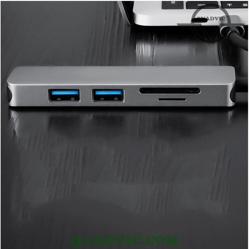 Hub chia USB Type-C 5 Cổng USB 3.0/ SD/ TF MicroSD Macbook Android Window N00377 QuadViC.com