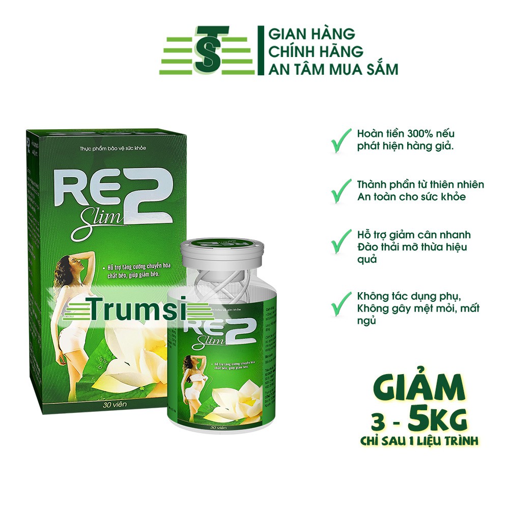 Giảm cân cấp tốc Re2 Slim giúp giảm cân nhanh, giảm cân an toàn hiệu quả cho người có cơ địa khó (30 viên)