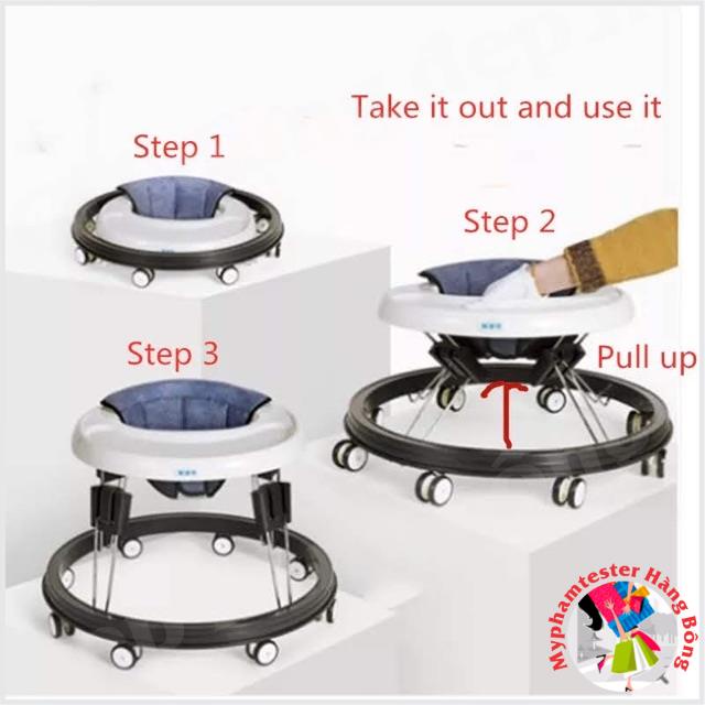 Xe tròn tập đi cho bé có thể hấp gọn