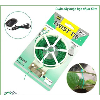 Cuộn dây buộc đồ đa năng Twist Tie GX-012, 100m Dây nhựa, lõi kẽm buộc Lan Dây leo